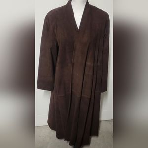 Donna Karan 100% Reindeer Suede Trench Coat
